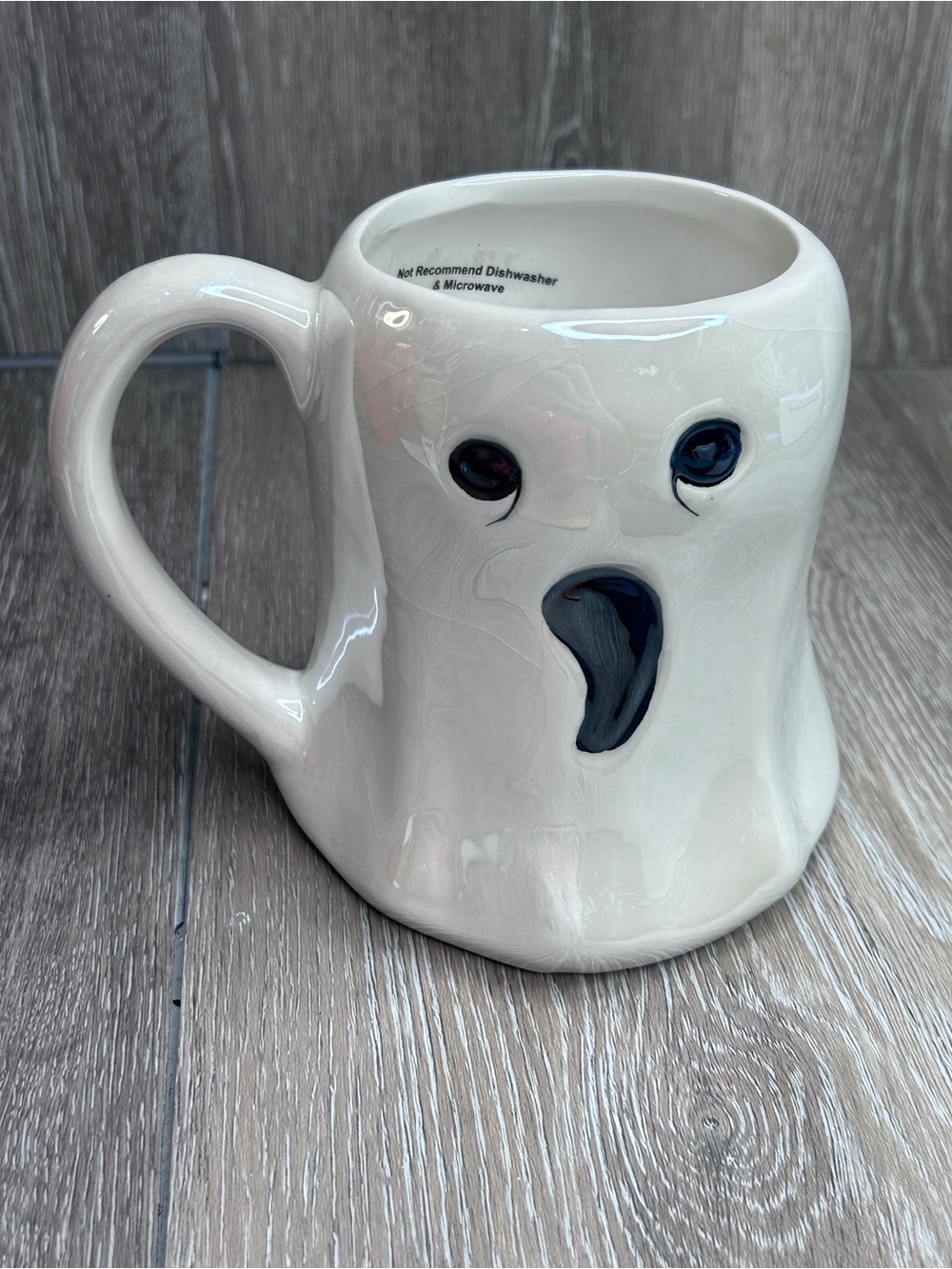 Way to Celebrate Scary White Ghost Shaped 24 oz Halloween Mug NWOT